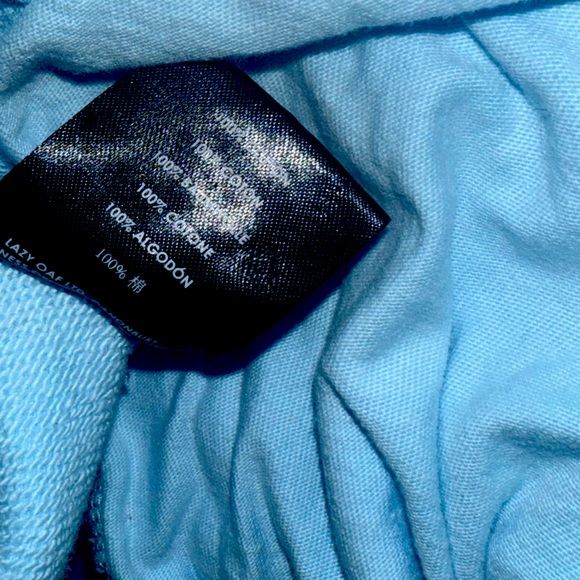 Lazy Oaf OVER THE RAINBOW HOODIE DRESS pockets sky blue plush fleece NWOT - Picture 9 of 11